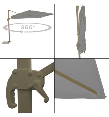 Ombrellone Decentrato da Giardino in Alluminio 3x3 mt Grigio-Tortora | Alba