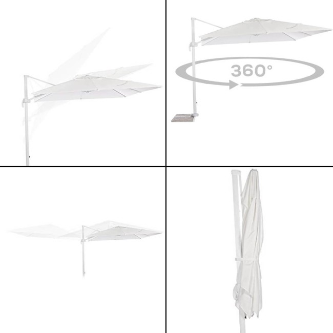 Ombrellone Decentrato da Giardino in Alluminio 3x4 mt Bianco | Alba