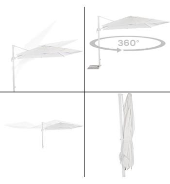 Ombrellone Decentrato da Giardino in Alluminio 3x4 mt Bianco | Alba
