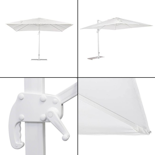 Ombrellone Decentrato da Giardino in Alluminio 3x4 mt Bianco | Alba