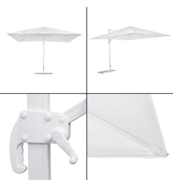 Ombrellone Decentrato da Giardino in Alluminio 3x4 mt Bianco | Alba