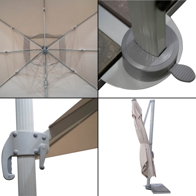 Ombrellone Decentrato da Giardino in Alluminio 3x4 mt Grigio | Alba