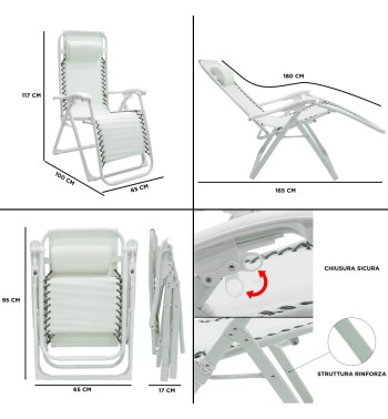 Sedia Relax Reclinabile da Giardino in Acciaio e Textilene - Ariel