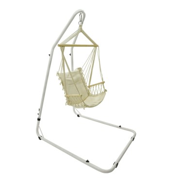 Poltrona Sospesa in Cotone Bianco da Giardino con Supporto