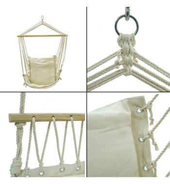 Poltrona Sospesa in Cotone Bianco da Giardino con Supporto