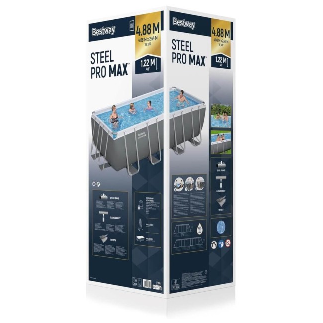 Piscina Power Steel 488x244x122 cm con Filtro a Cartuccia - Bestway 56670