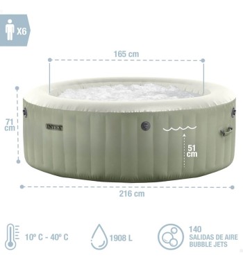 Spa Idromassaggio gonfiabile Intex 28428 | 216cm x 71cm, 6 posti