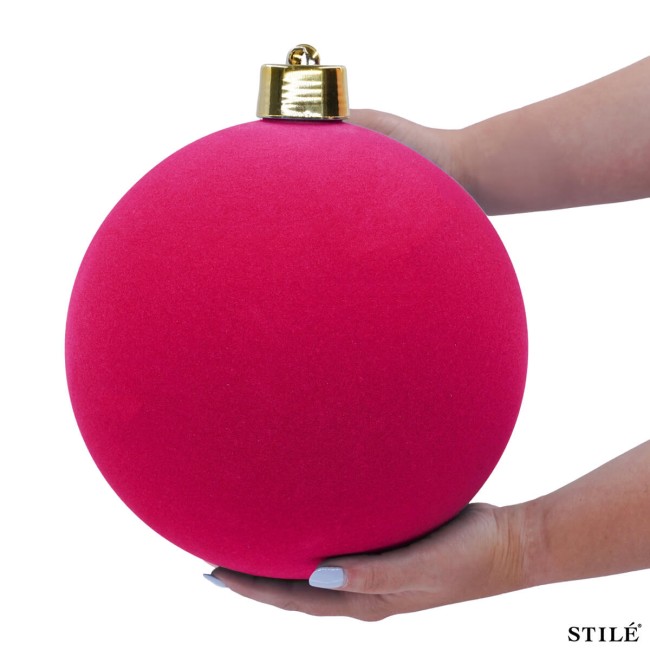 Palla di Natale in Plastica e Velluto D.25 cm Conf. 1 Pz