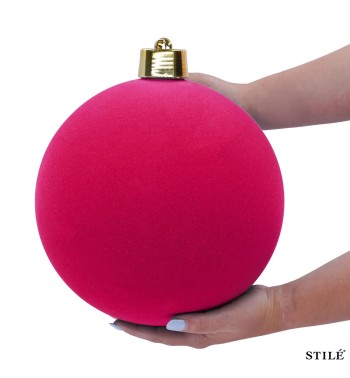 Palla di Natale in Plastica e Velluto D.25 cm Conf. 1 Pz