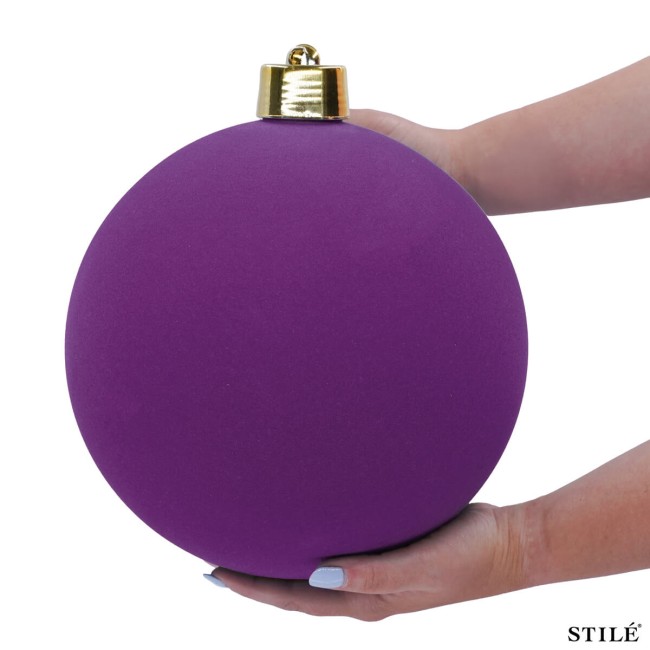 Palla di Natale in Plastica e Velluto D.25 cm Conf. 1 Pz