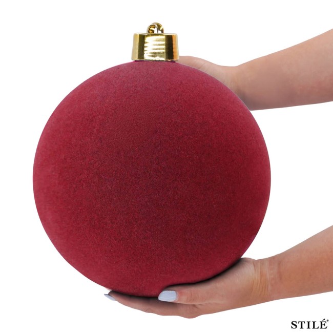 Palla di Natale in Plastica e Velluto D.25 cm Conf. 1 Pz