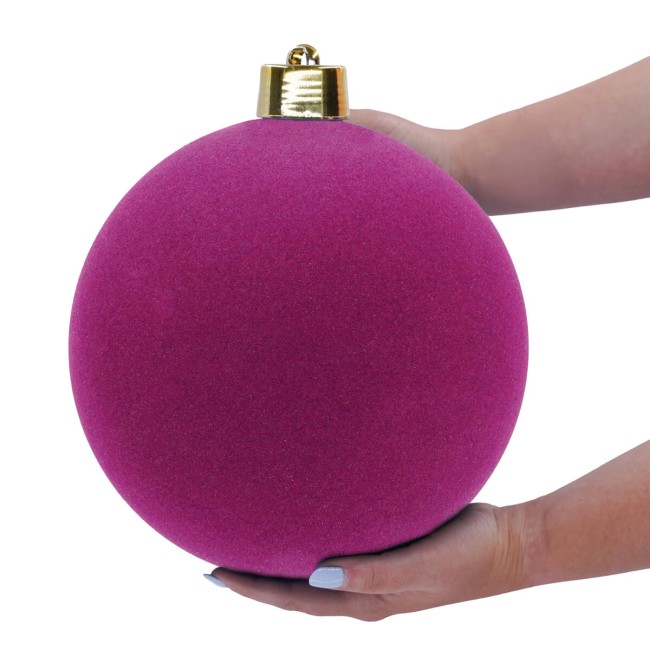 Palla di Natale in Plastica e Velluto D.25 cm Conf. 1 Pz