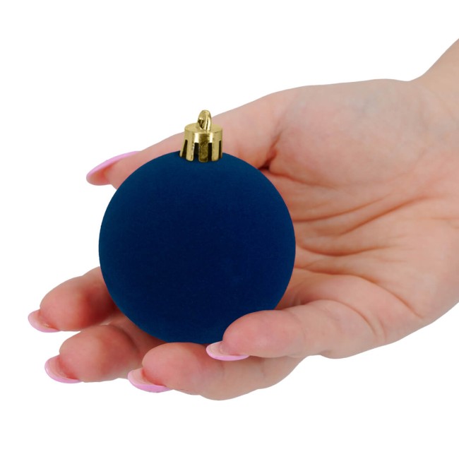 Palle di Natale in Plastica e Velluto D.6 cm Conf. da 12 Pz