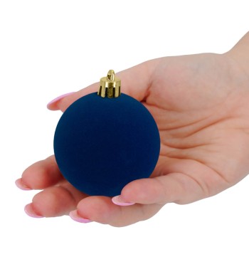 Palle di Natale in Plastica e Velluto D.6 cm Conf. da 12 Pz