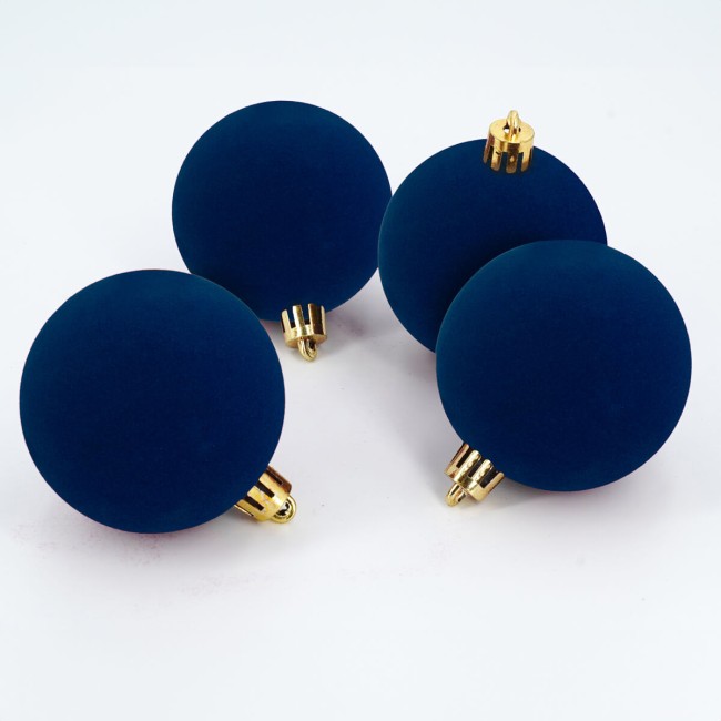 Palle di Natale in Plastica e Velluto D.6 cm Conf. da 12 Pz