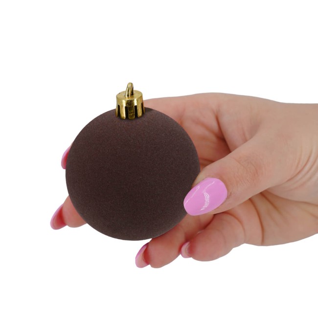 Palle di Natale in Plastica e Velluto D.6 cm Conf. da 12 Pz
