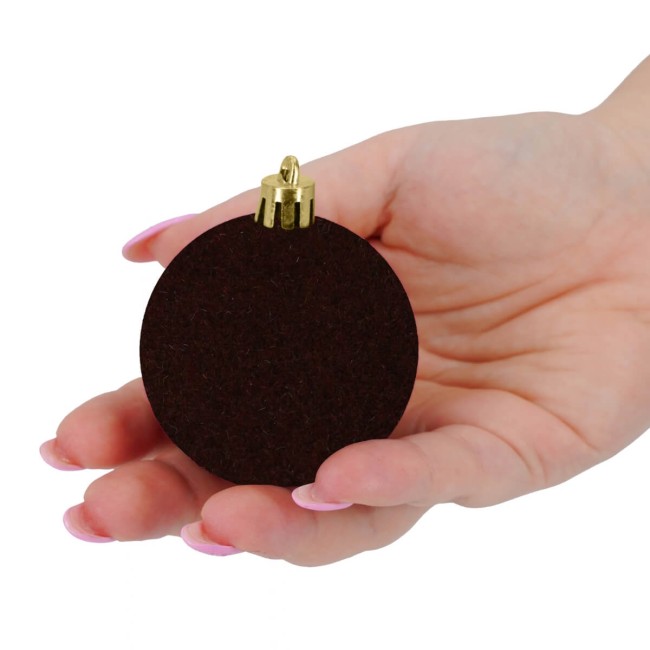 Palle di Natale in Plastica e Velluto D.6 cm Conf. da 12 Pz