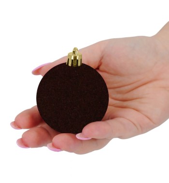 Palle di Natale in Plastica e Velluto D.6 cm Conf. da 12 Pz