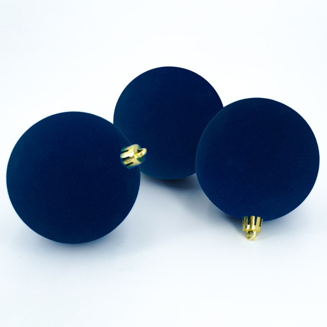 Palle di Natale in Plastica e Velluto D.8 cm Conf. da 6 Pezzi