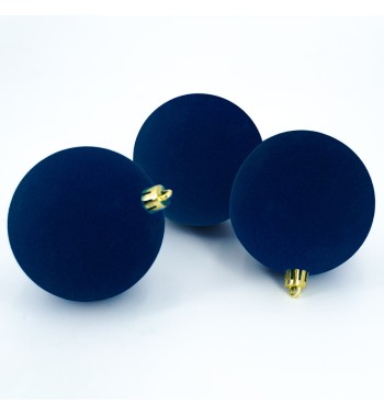 Palle di Natale in Plastica e Velluto D.8 cm Conf. da 6 Pezzi