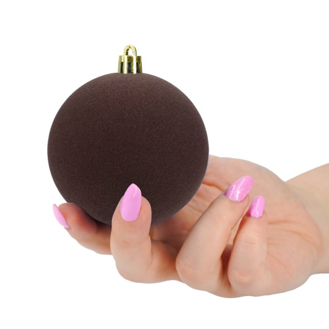Palle di Natale in Plastica e Velluto D.8 cm Conf. da 6 Pezzi