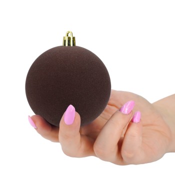 Palle di Natale in Plastica e Velluto D.8 cm Conf. da 6 Pezzi