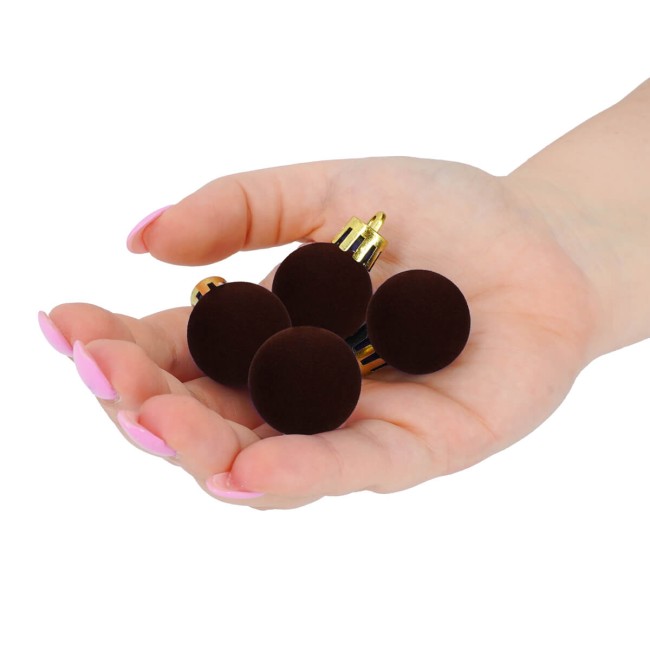 Palle di Natale in Plastica e Velluto D.2,5 cm Conf. da 36 Pz