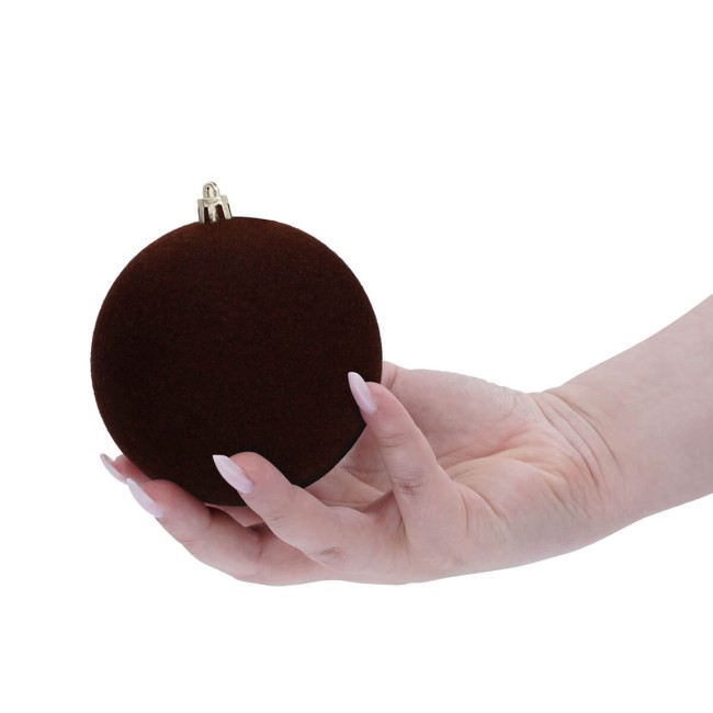 Palle di Natale in Plastica e Velluto D.10 cm Conf. da 4 Pezzi