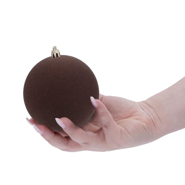 Palle di Natale in Plastica e Velluto D.10 cm Conf. da 4 Pezzi