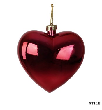 Cuore Natalizio Rosso Lucido in Plastica 3 Misure