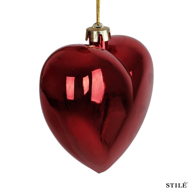 Cuore Natalizio Rosso Lucido in Plastica 3 Misure