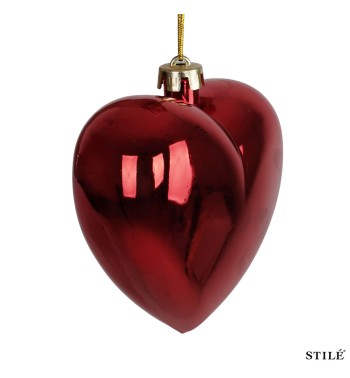 Cuore Natalizio Rosso Lucido in Plastica 3 Misure