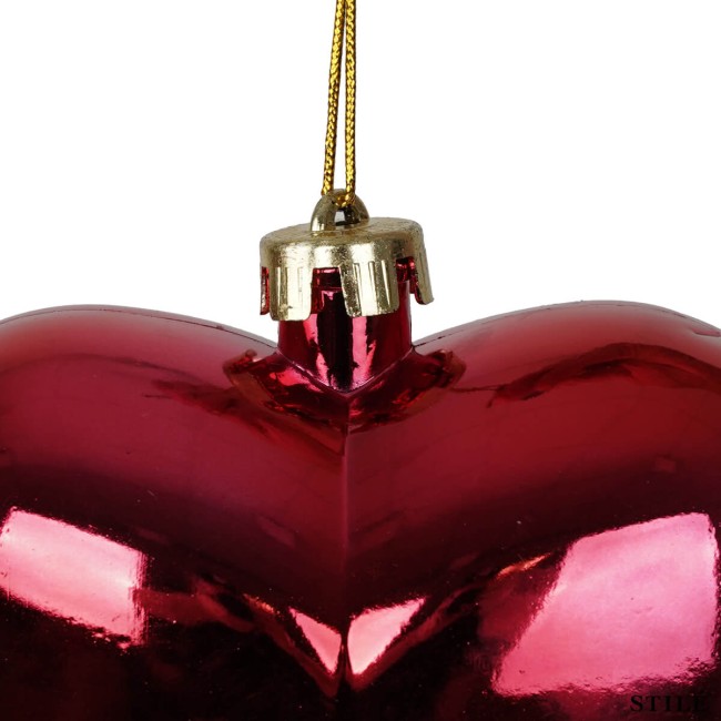 Cuore Natalizio Rosso Lucido in Plastica 3 Misure