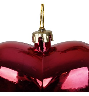 Cuore Natalizio Rosso Lucido in Plastica 3 Misure