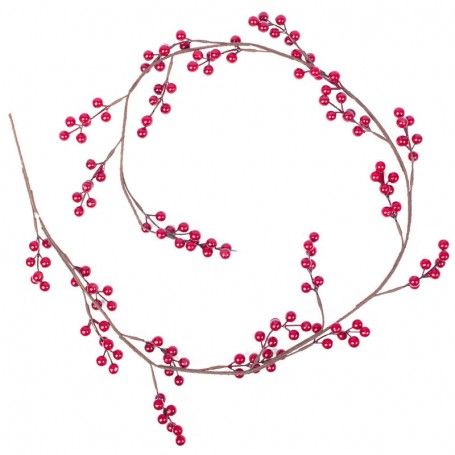 Ghirlanda Natalizia di Bacche Rosse Slim L.150 cm