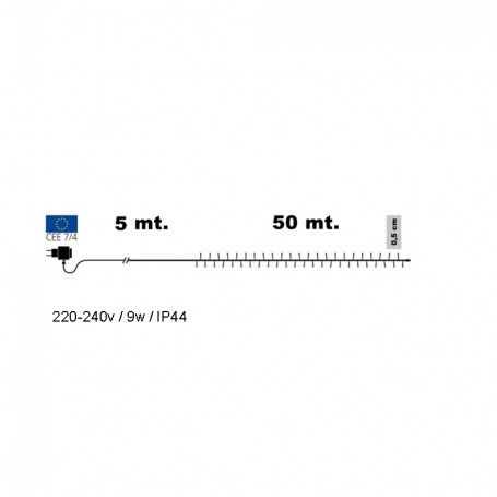 Catena con 1000 Luci Led Bianco Freddo con Cavo Verde, 50 metri + 5, Uso Esterno