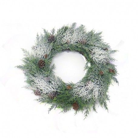 Ghirlanda Natalizia di Pino Innevato con Pigne