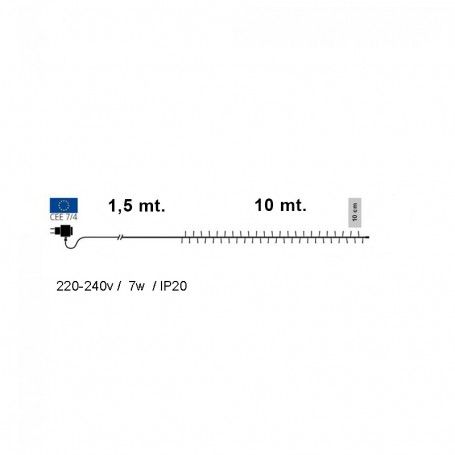 Catena 100 Luci Led Bianco Freddo, 10 flash, Cavo Verde in Pvc 10 metri, Connettibile, Uso Interno