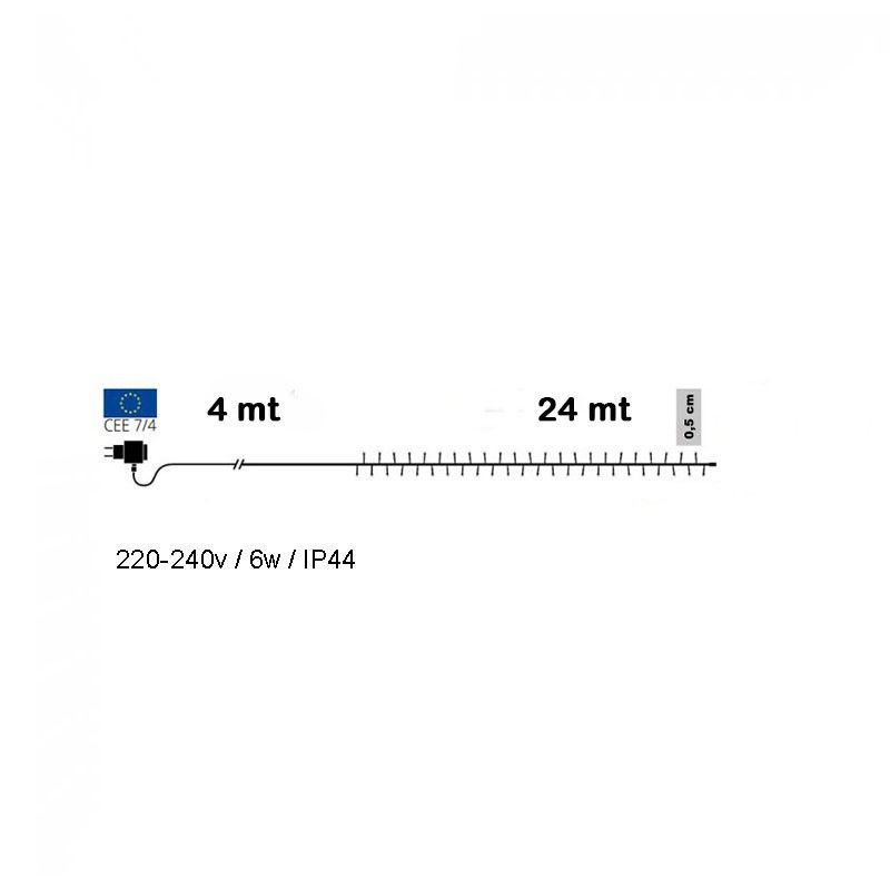 Catena Memory Control con 480 Luci Led Bianco Caldo con Cavo Verde 24 metri, Uso Esterno