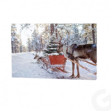 Quadro Natalizio Luminoso con 30 Fibre Ottiche