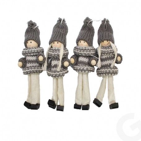 Box con 4 Bimbe Bianco e Grigio H 12 cm